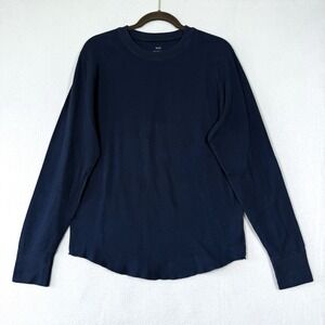 Save Khaki United Shirt Men Medium Long Sleeve Pointelle Crew Tee Minimalist USA